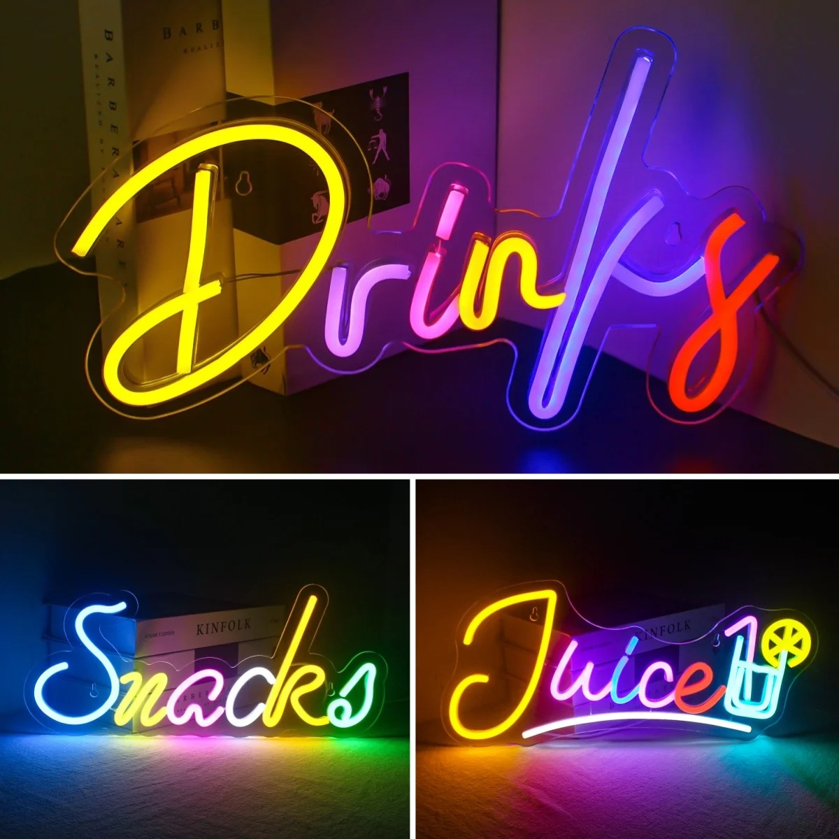 Food Snacks Background - 음료 및 스낵 바 LED 네온