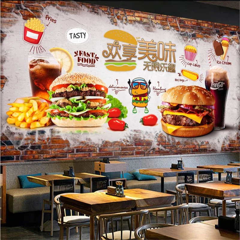 Food Snacks Background - 사용자 정의 텍스트 버거 감자 튀김