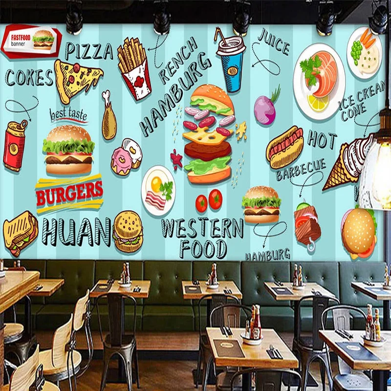 Food Snacks Background - 사용자 정의 3D 벽지 손으로 그린