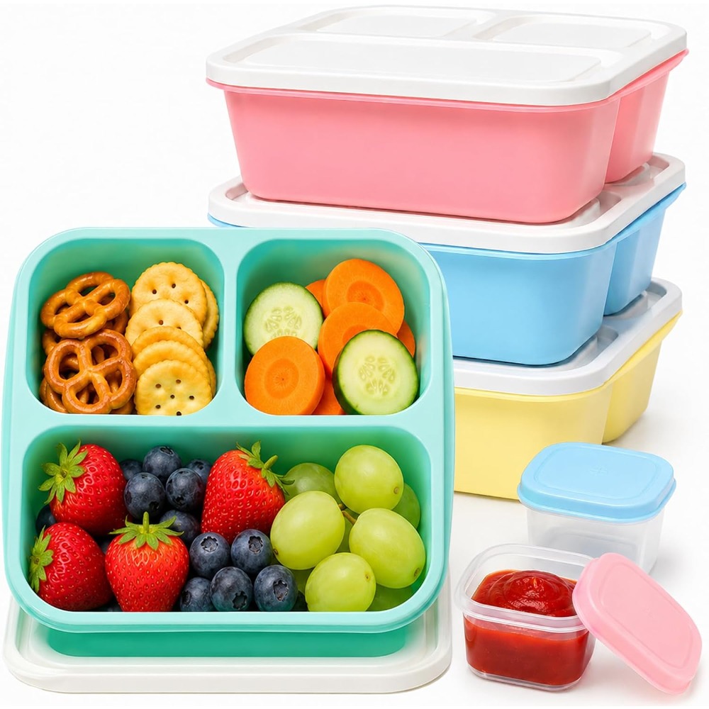 Food Prep Snacks - 3칸 도시락 용기, 성인용 재사용 가능,