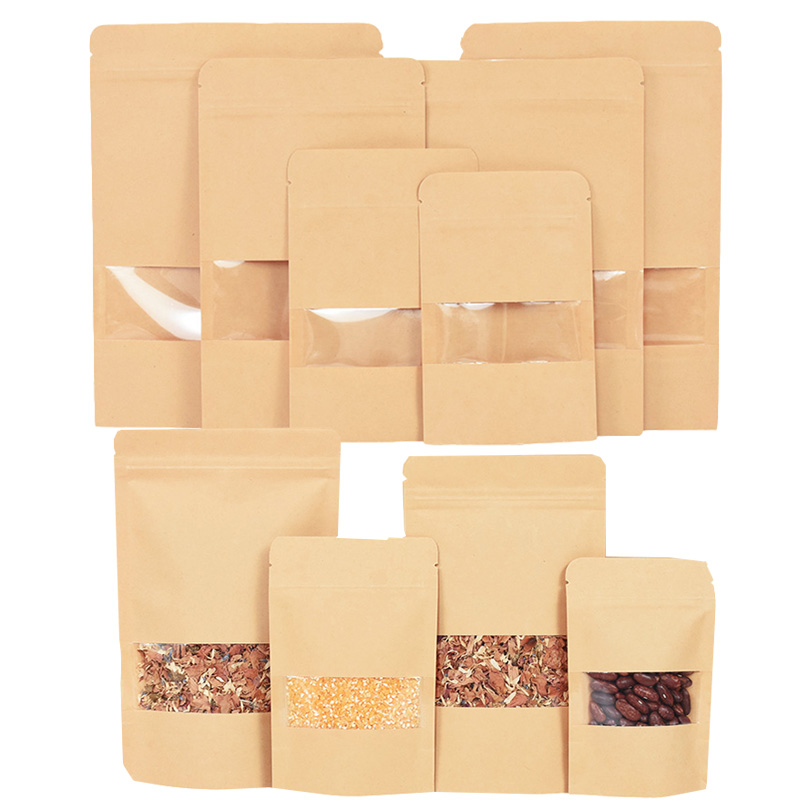 Food Like Snacks - 20/50pcs 크래프트 종이 지퍼 잠금 가방