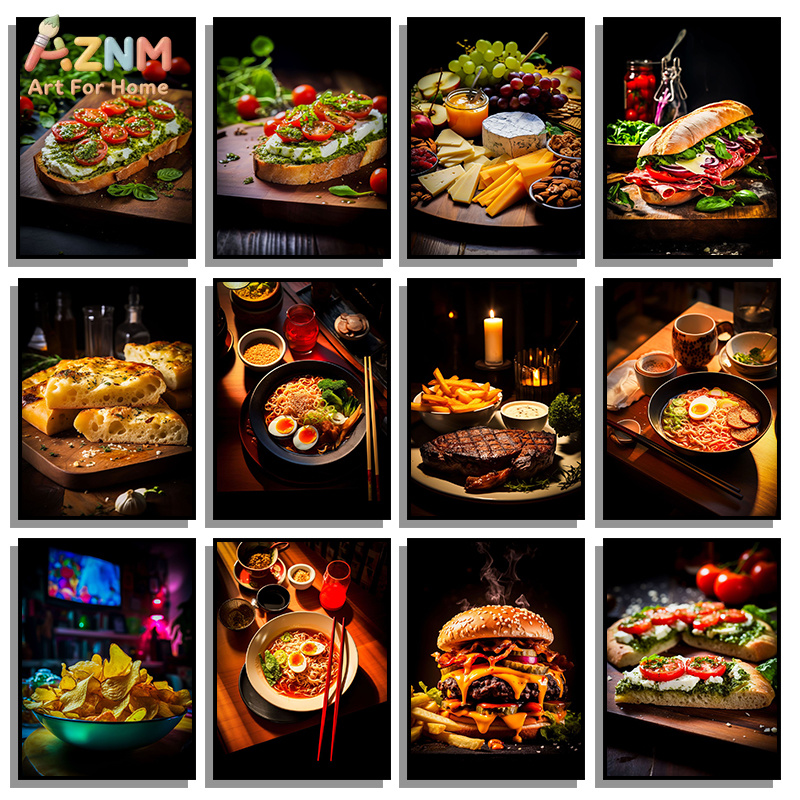 Food Snacks Restaurant - AZNM 고메 푸드 캔버스 포스터 프레임리스