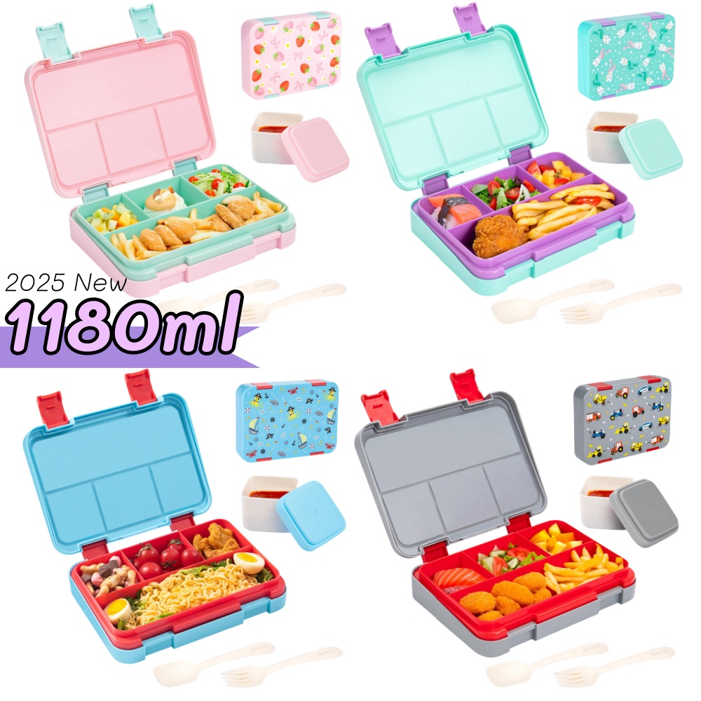 Food Prep Snacks - 40온스 만화 패턴 도시락 세트, 새지