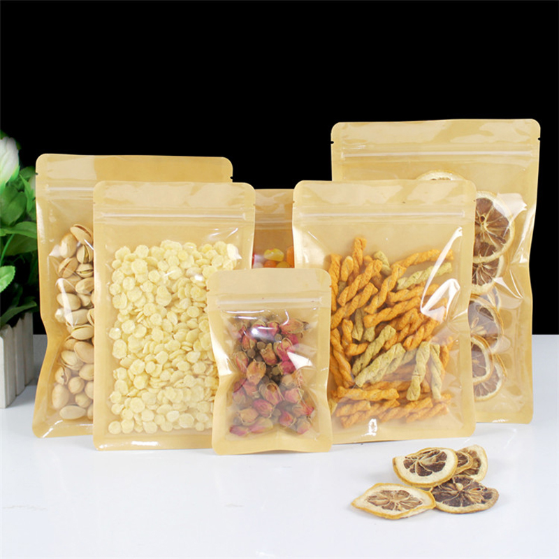 Food Like Snacks - 갈색 한쪽 투명 재밀봉 가능한 플라스틱