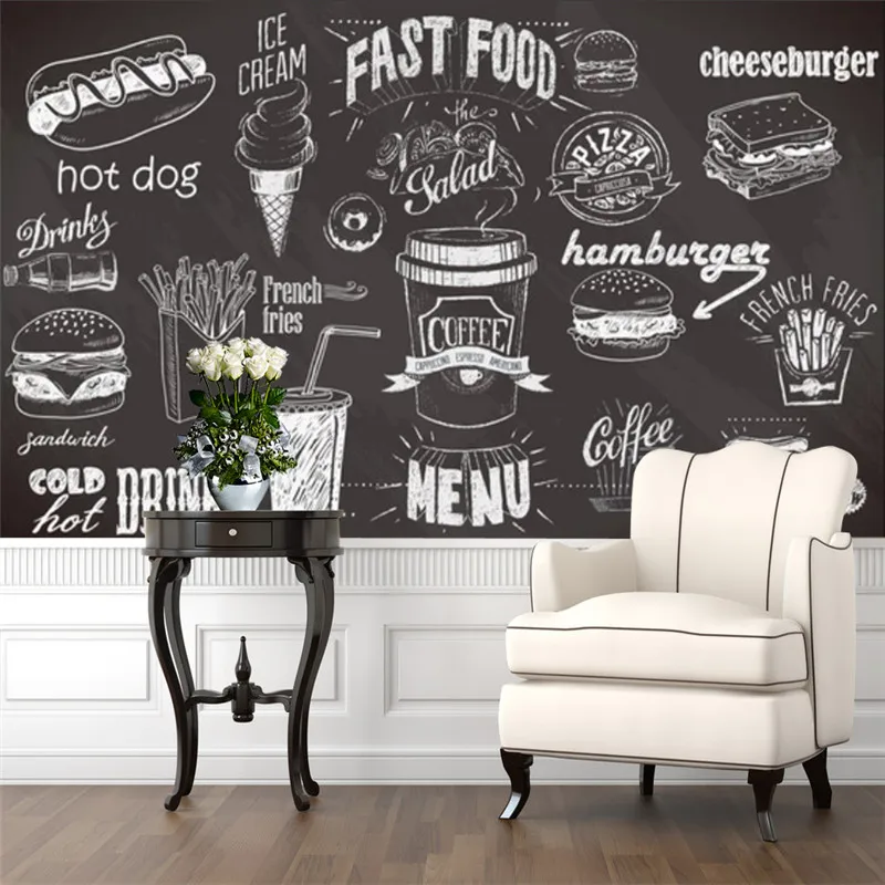 Food Snacks Background - 사용자 정의 손으로 그린 ​​칠판 패스트