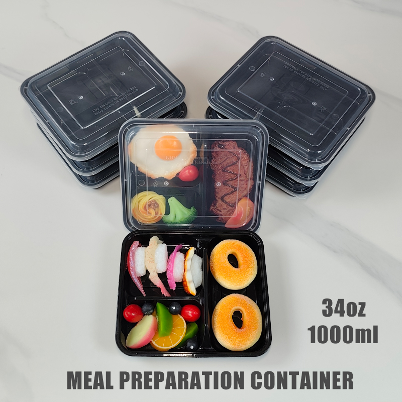 Food Prep Snacks - 3칸 34온스/1000ml, 12/35개, 누수 방지 식사