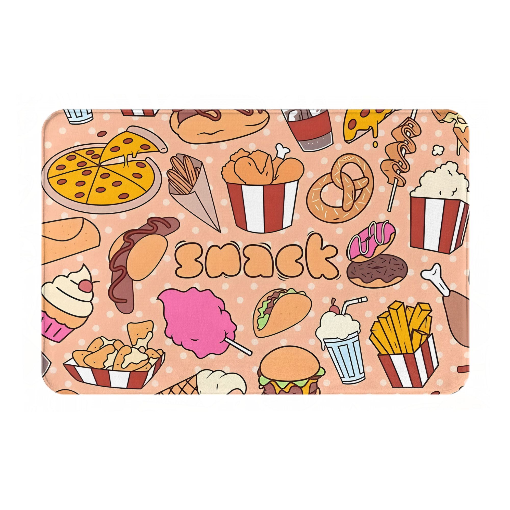 만화 스낵 식품 도어매트 카와이 피자 버거 감자튀김 프 - Food Snacks Background 리뷰 및 가격