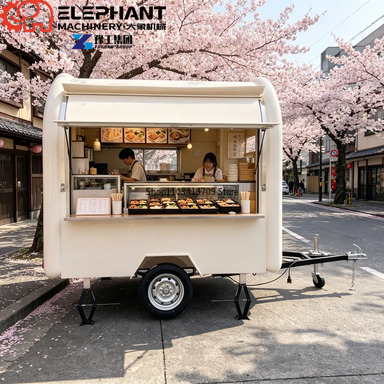 거리 노점용 원형 푸드 트레일러, 세련된 곡선형 스낵바 - Street Food Snacks 리뷰 및 가격
