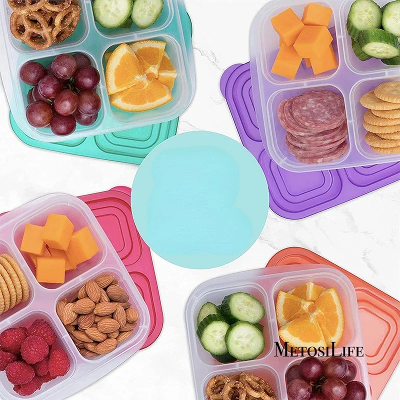 플라스틱 도시락 스낵 상자 재사용 가능한 4개 구획 학 - Food Prep Snacks 리뷰 및 가격
