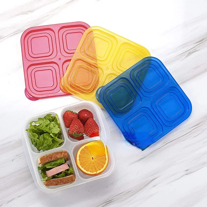 플라스틱 도시락 스낵 상자 재사용 가능한 4개 구획 학 - Food Prep Snacks 리뷰 및 가격