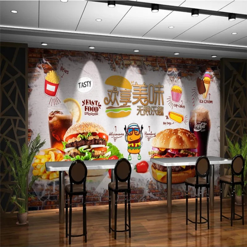 사용자 정의 텍스트 버거 감자 튀김 콜라 벽지 벽화 패 - Food Snacks Background 리뷰 및 가격