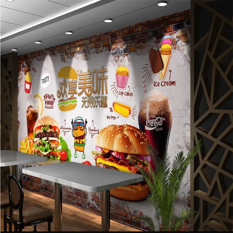 사용자 정의 텍스트 버거 감자 튀김 콜라 벽지 벽화 패 - Food Snacks Background 리뷰 및 가격