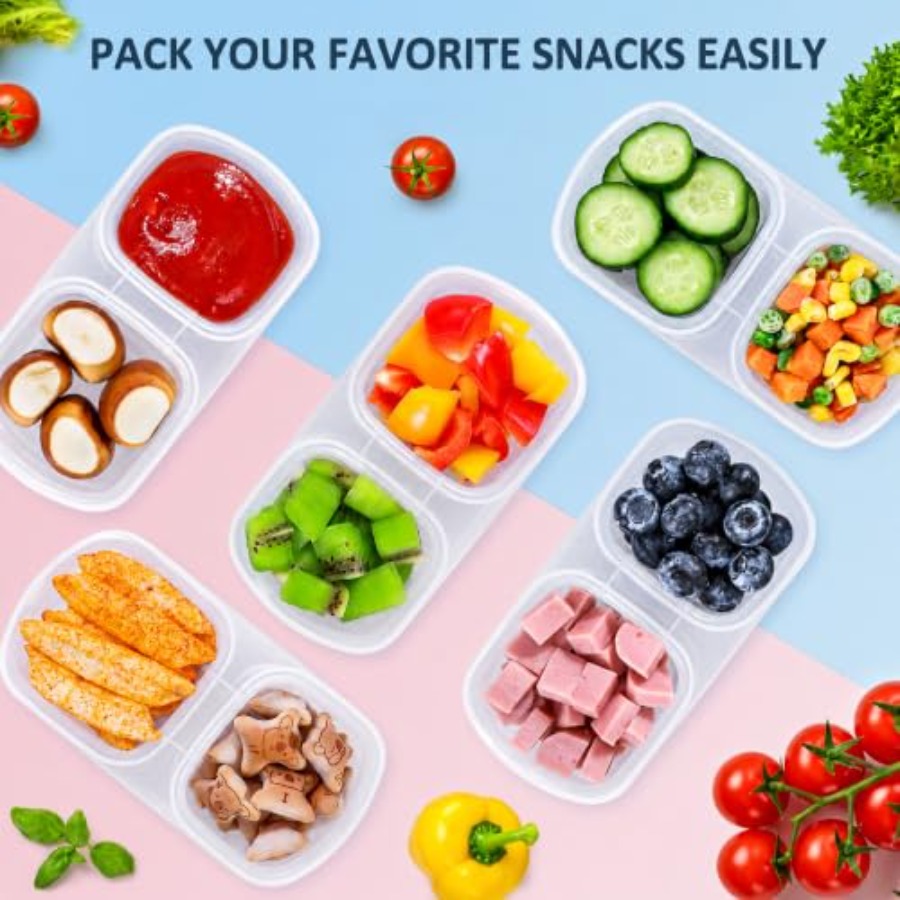 뚜껑이 있는 재사용 가능한 스낵 용기 5팩 - 2칸 스 - Food Prep Snacks 리뷰 및 가격