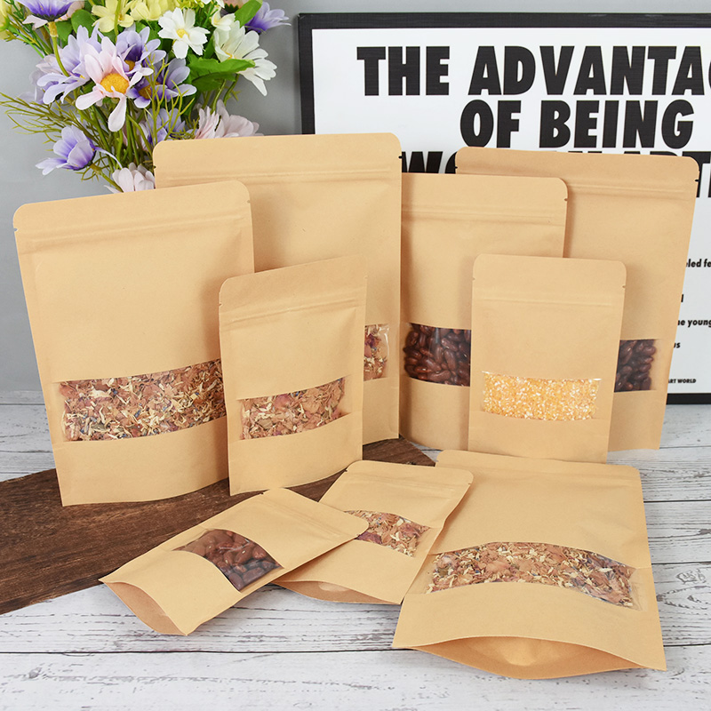 20/50pcs 크래프트 종이 지퍼 잠금 가방 창 음식 - Food Like Snacks 리뷰 및 가격