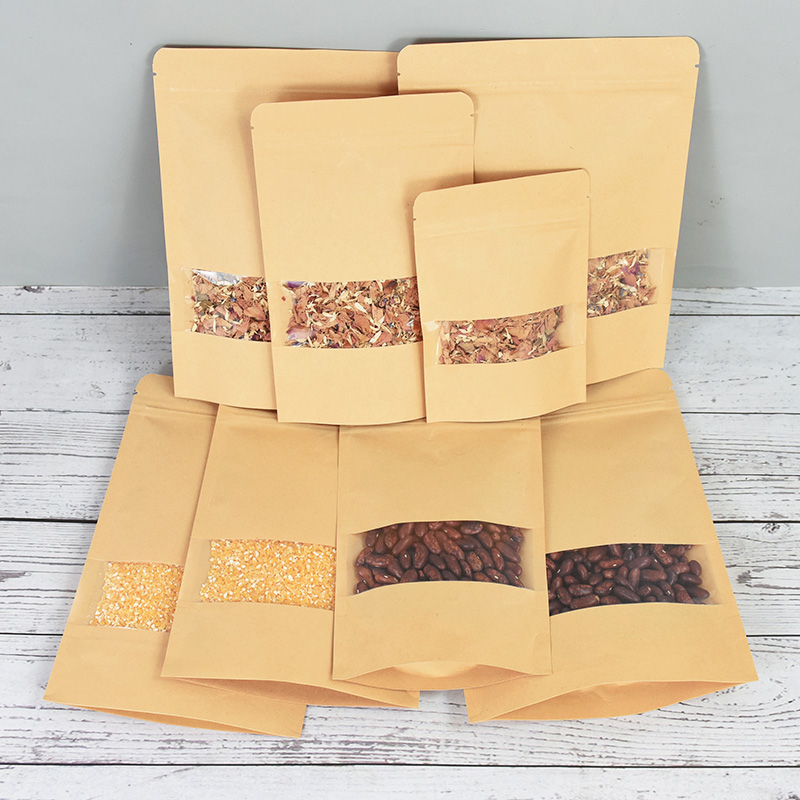 20/50pcs 크래프트 종이 지퍼 잠금 가방 창 음식 - Food Like Snacks 리뷰 및 가격