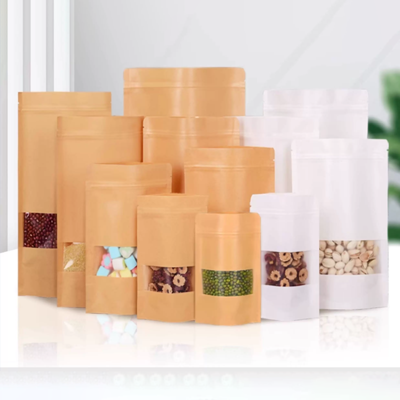 크라프트 종이봉투 50개, 창문이 있는 자체 밀봉봉투, - Logo Food Snack 리뷰 및 가격