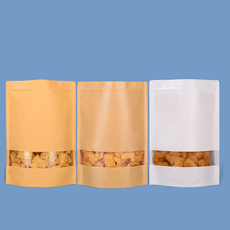 크라프트 종이봉투 50개, 창문이 있는 자체 밀봉봉투, - Logo Food Snack 리뷰 및 가격